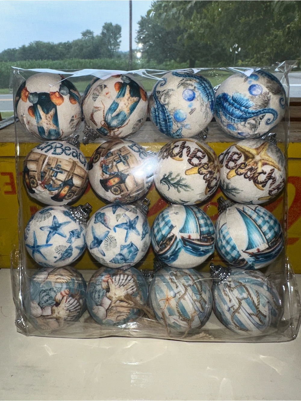 Coastal/Beach 16 Pcs Summer Beach Ornaments Ball - NIP - Picture 9 of 9